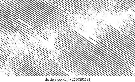 A monochrome abstract pattern of diagonal lines and dots creating a textured effect.