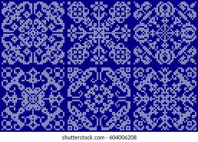 Monochrome Abstract Pattern. Embroidered Ethnic Ornament Handmade from Stitches for Textile Design, Greeting Cards, Background, Invitations, Wrapping, Wallpaper, interior.