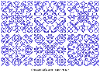 Monochrome Abstract Pattern. Embroidered Ethnic Ornament Handmade from Stitches for Textile Design, Greeting Cards, Background, Invitations, Wrapping, Wallpaper, interior.