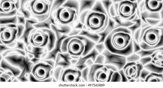 Monochrome abstract pattern of geometric shapes. Bends and waves. Spirals and curves.