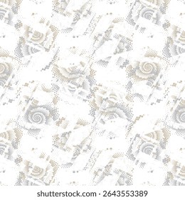 A monochrome abstract pattern with halftone grunge stripes and vertical lines. Ideal for covers, textiles, and digital backgrounds. Vector format.