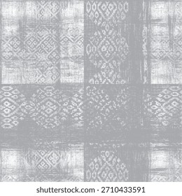 A monochrome abstract pattern with halftone grunge stripes and vertical lines. Ideal for covers, textiles, and digital backgrounds. Vector format.