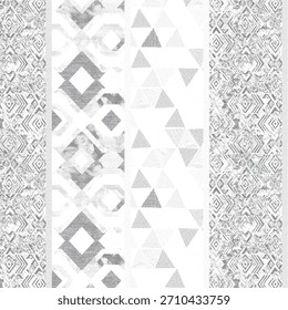 A monochrome abstract pattern with halftone grunge stripes and vertical lines. Ideal for covers, textiles, and digital backgrounds. Vector format.