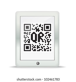 Monochrome abstract QR code in a modern gadget