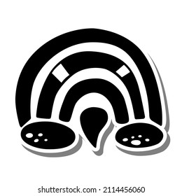 Monochrome Abstract Rainbow black Silhouette on white silhouette and gray shadow. Flat style for decorated and any design. Vector illustration.