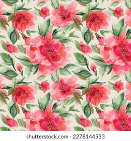 monochrome abstract roses flower and abstract leaves motif with medium color, all over vector design bright background illustration digital image for textile printing factory