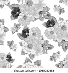monochrome abstract seamless pattern of flowers. For your fashion design, fabric, postcards. Congratulations, invitations and much more. Vector ilustration.