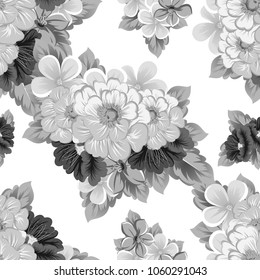 monochrome abstract seamless pattern of flowers. For your fashion design, fabric, postcards. Congratulations, invitations and much more. Vector ilustration.