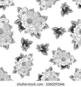 monochrome abstract seamless pattern of flowers. For your fashion design, fabric, postcards. Congratulations, invitations and much more. Vector ilustration.