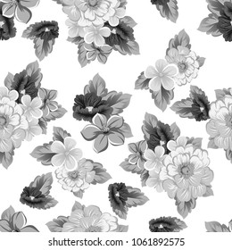 monochrome abstract seamless pattern of flowers. For your fashion design, fabric, postcards. Congratulations, invitations and much more. Vector ilustration.