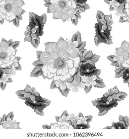 monochrome abstract seamless pattern of flowers. For your fashion design, fabric, postcards. Congratulations, invitations and much more. Vector ilustration.