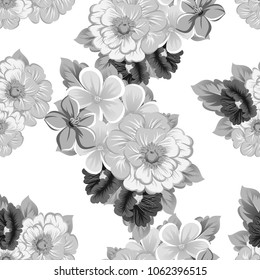 monochrome abstract seamless pattern of flowers. For your fashion design, fabric, postcards. Congratulations, invitations and much more. Vector ilustration.