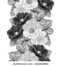 monochrome abstract seamless pattern of flowers. For your fashion design, fabric, postcards. Congratulations, invitations and much more. Vector ilustration.