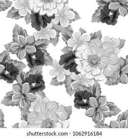 monochrome abstract seamless pattern of flowers. For your fashion design, fabric, postcards. Congratulations, invitations and much more. Vector ilustration.