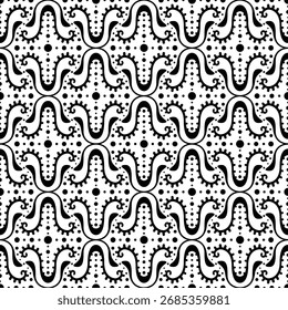 Padrão sem costura abstrato monocromático com simetria ornamental