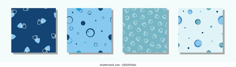 Monochrome abstract shell and circle pattern set.