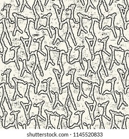 Monochrome Abstract Silhouette Textured Pattern