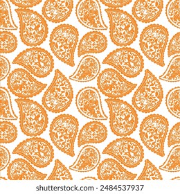 monochrome abstract a solid modern textile design, arrangement with vector, all-over seamless paisleys pattern with orange and pink tone color illustration digital image printing