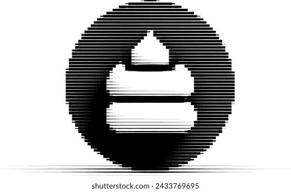 Monochrome abstract spherical pattern with striped optical illusion.