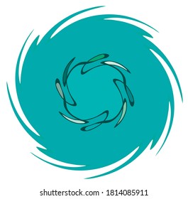 Monochrome abstract spiral, swirl, twirl and vortex shapes