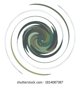 Monochrome abstract spiral, swirl, twirl and vortex shapes