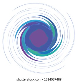 Monochrome abstract spiral, swirl, twirl and vortex shapes