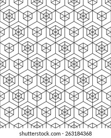 Monochrome abstract textured geometric seamless pattern with geometric figures. Vector black and white textile backdrop.