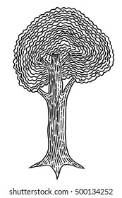 Monochrome abstract tree. Vector image, Monochrome Hand drawn sketch illustration