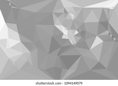 Monochrome abstract triangle background. Grayscale, black and white. Design element for book covers, presentations layouts, title and page templates. Low polygonal. Vector clip art.