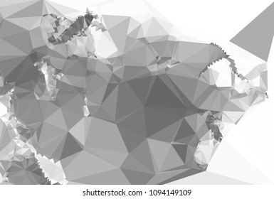 Monochrome abstract triangle background. Grayscale, black and white. Design element for book covers, presentations layouts, title and page templates. Low polygonal. Vector clip art.