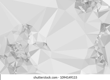 Monochrome abstract triangle background. Grayscale, black and white. Design element for book covers, presentations layouts, title and page templates. Low polygonal. Vector clip art.