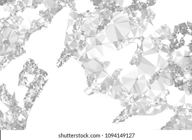 Monochrome abstract triangle background. Grayscale, black and white. Design element for book covers, presentations layouts, title and page templates. Low polygonal. Vector clip art.