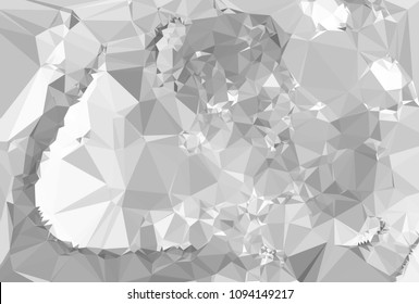 Monochrome abstract triangle background. Grayscale, black and white. Design element for book covers, presentations layouts, title and page templates. Low polygonal. Vector clip art.