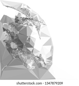 Monochrome abstract triangle background. Grayscale, black and white.  Low polygonal.