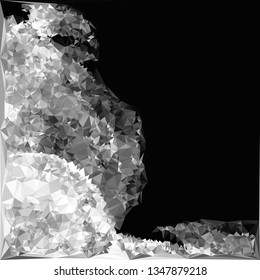 Monochrome abstract triangle background. Grayscale, black and white.  Low polygonal.