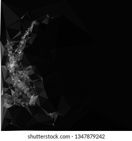 Monochrome abstract triangle background. Grayscale, black and white.  Low polygonal.