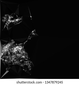 Monochrome abstract triangle background. Grayscale, black and white.  Low polygonal.