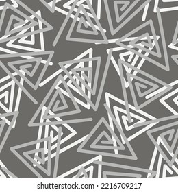Monochrome abstract triangle seamless pattern vector. Random lines geometric backdrop illustration. Wallpaper, graphic background, fabric, textile, print, wrapping paper or package design.