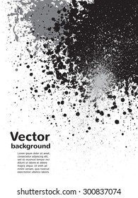 Monochrome abstract vector background. Black and grey blots and splashes on white backdrop. Hand drawn template. 