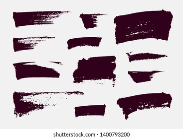 Monochrome abstract vector grunge textures. Set of hand drawn paint brush strokes and stains.