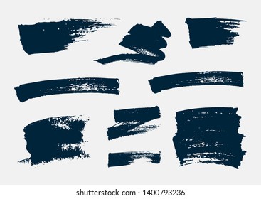 Monochrome abstract vector grunge textures. Set of hand drawn paint brush strokes and stains.