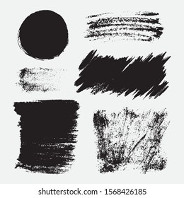 Texturas monocromas abstractas de grunge vectorial. Conjunto de pinturas pintadas a mano pinceladas y manchas.