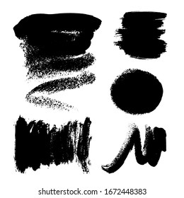 Texturas monocromas abstractas de grunge vectorial. Conjunto de pinturas pintadas a mano pinceladas y manchas.