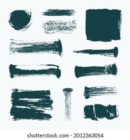 Monochrome abstract vector grunge textures. Set of hand drawn paint brush strokes and stains.