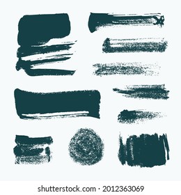 Monochrome abstract vector grunge textures. Set of hand drawn paint brush strokes and stains.