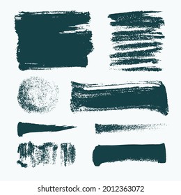 Monochrome abstract vector grunge textures. Set of hand drawn paint brush strokes and stains.