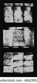 Monochrome abstract vector grunge textures. Set of hand drawn brush strokes and stains.