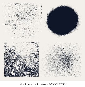 Monochrome abstract vector grunge textures. Set of hand drawn stains.