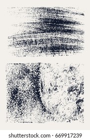 Monochrome abstract vector grunge textures. Set of hand drawn brush strokes and stains.