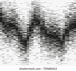 Monochrome abstract vector illustration. Advanced big data analytics. Modern visualization of a complex informational system. Graphic representation of random wave distribution. Element of design.